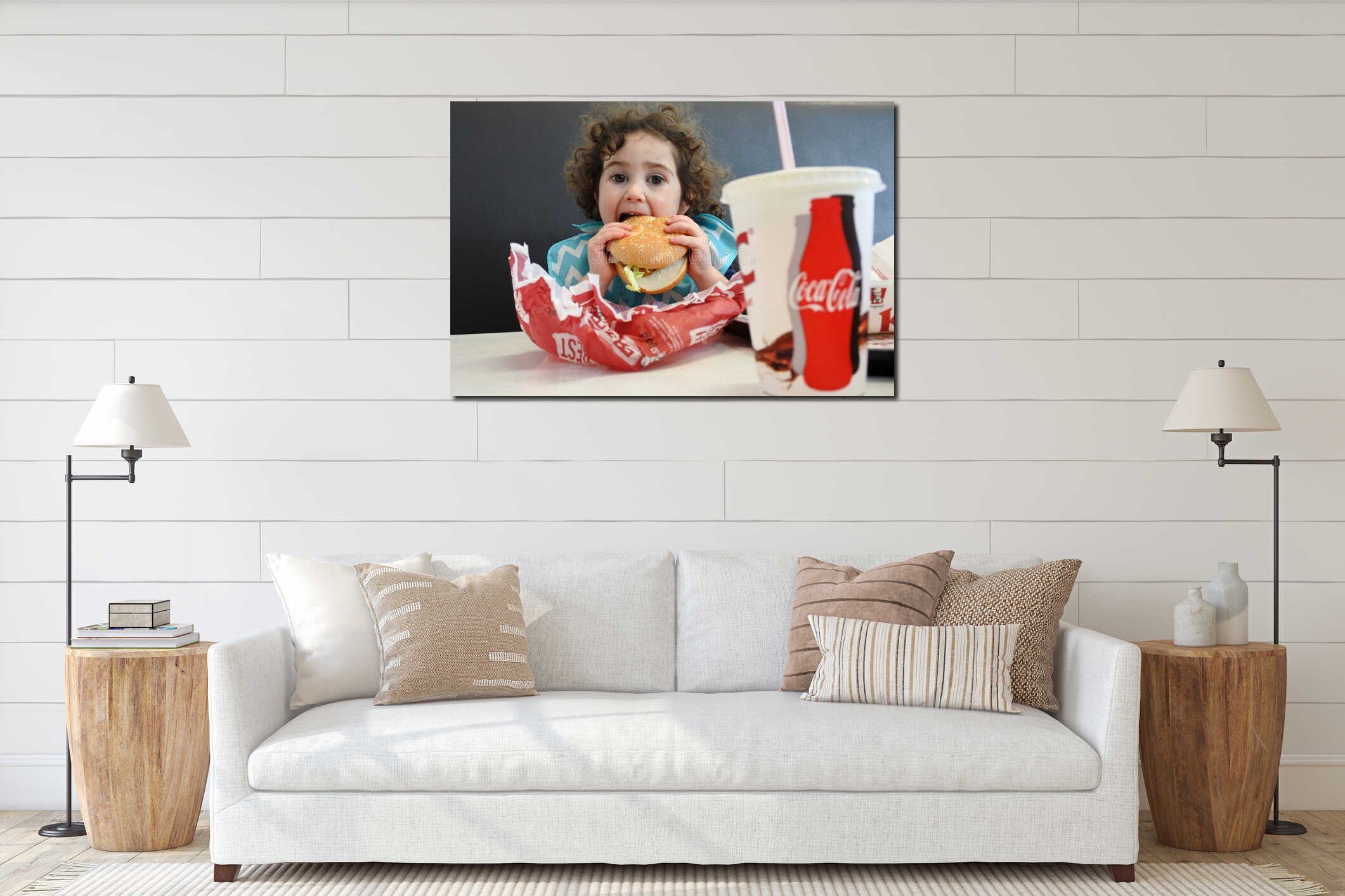 Canvas hanging interior mockup