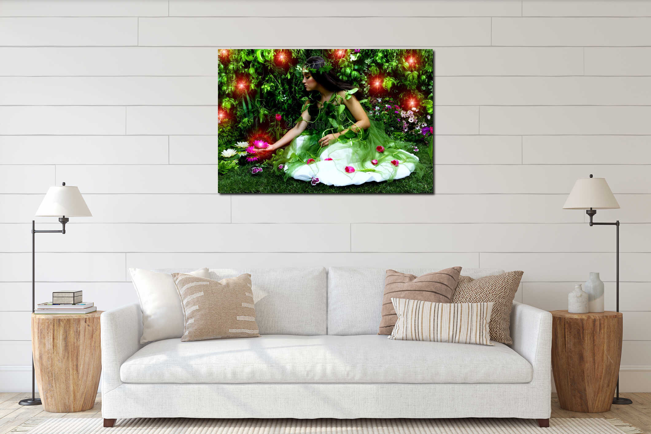 Canvas hanging interior mockup